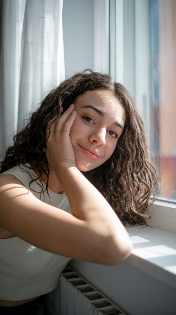 Tousled Curls with Curtain Bangs