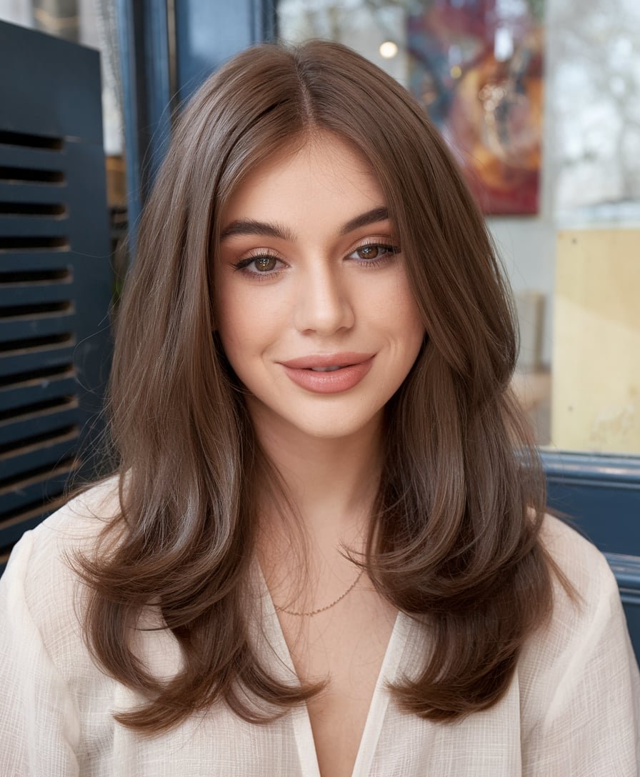 Voluminous Brown with Subtle Highlights