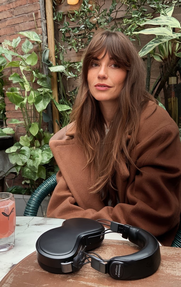 Warm Brown Layers with Curtain Bangs