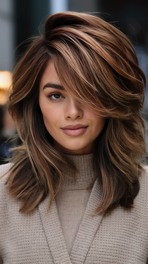 Warm Mocha Brown with Voluminous Layers