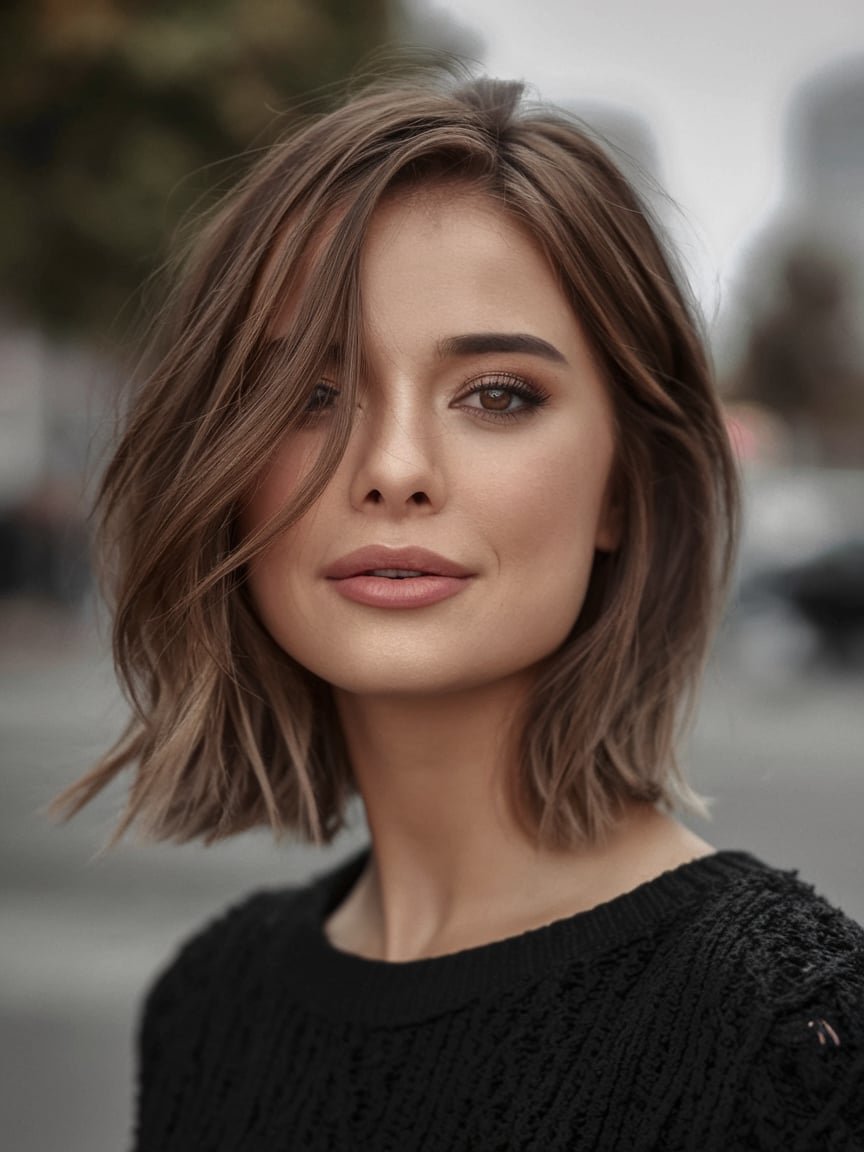 Wavy Bob with a Side Part