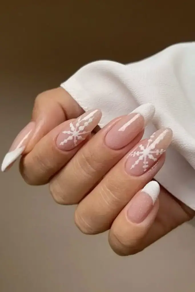 1. Frost-Kissed French Tips Nail Design