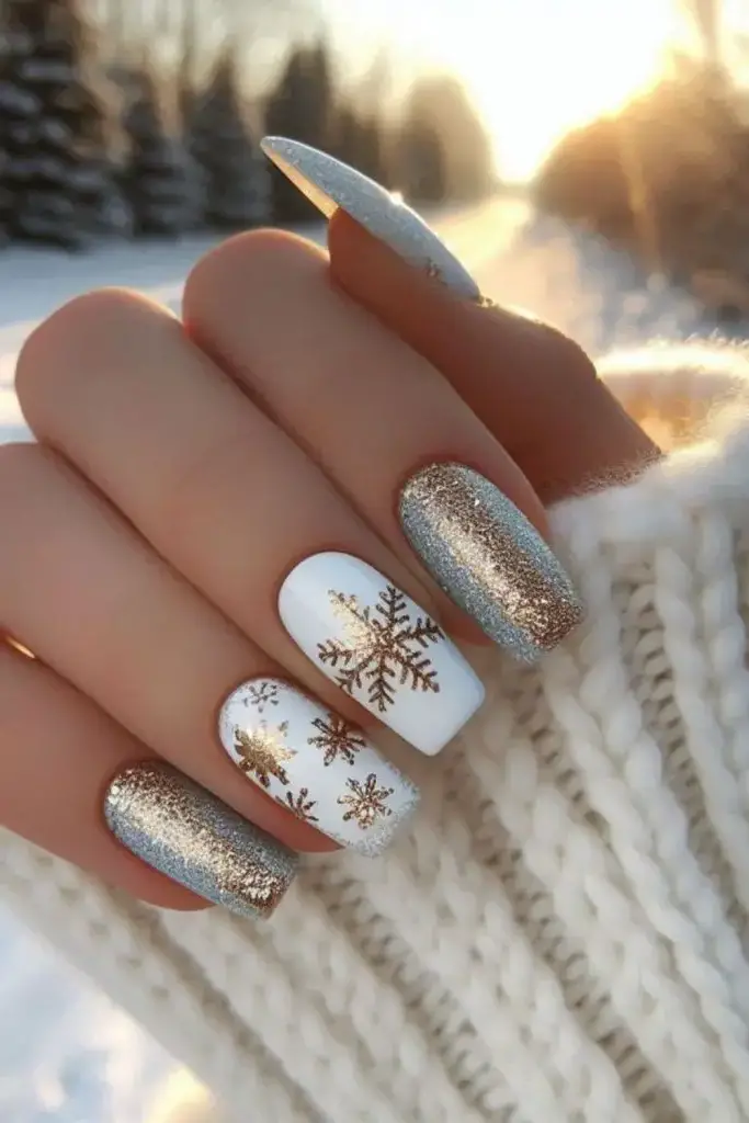 Velvet Snowfall Nail Design