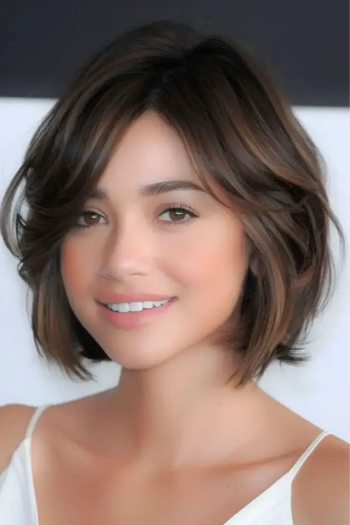 16. Side-Swept Bangs with Textured Layers