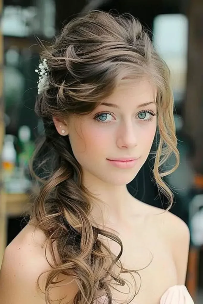 Side Part with Voluminous Curls