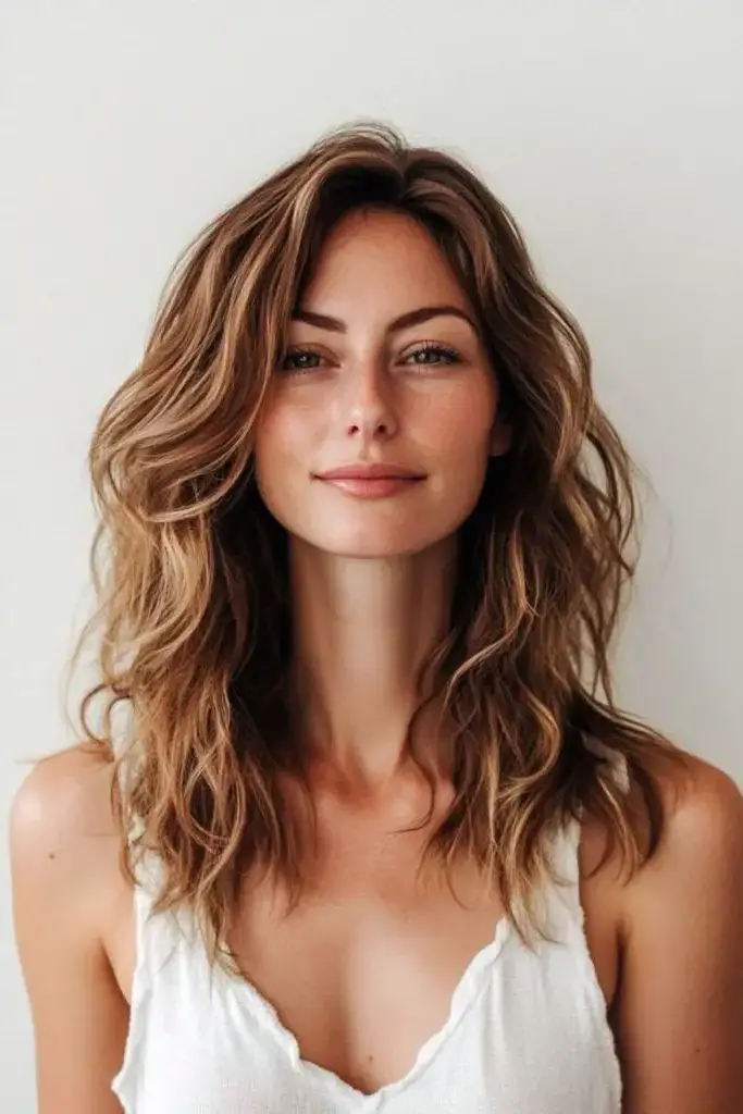 20. Voluminous Curls with Side Part