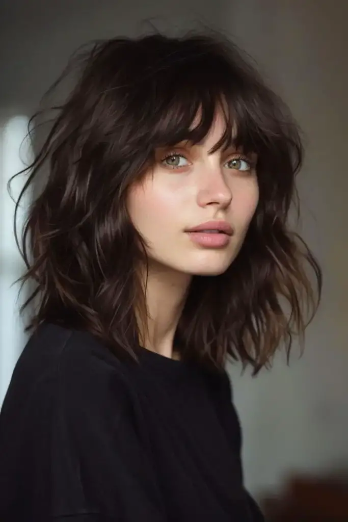 20. Wavy Lob with Heavy Fringe