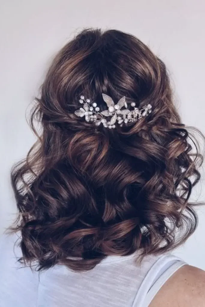 27. Tightly Curled Bob with Bright Hairpins