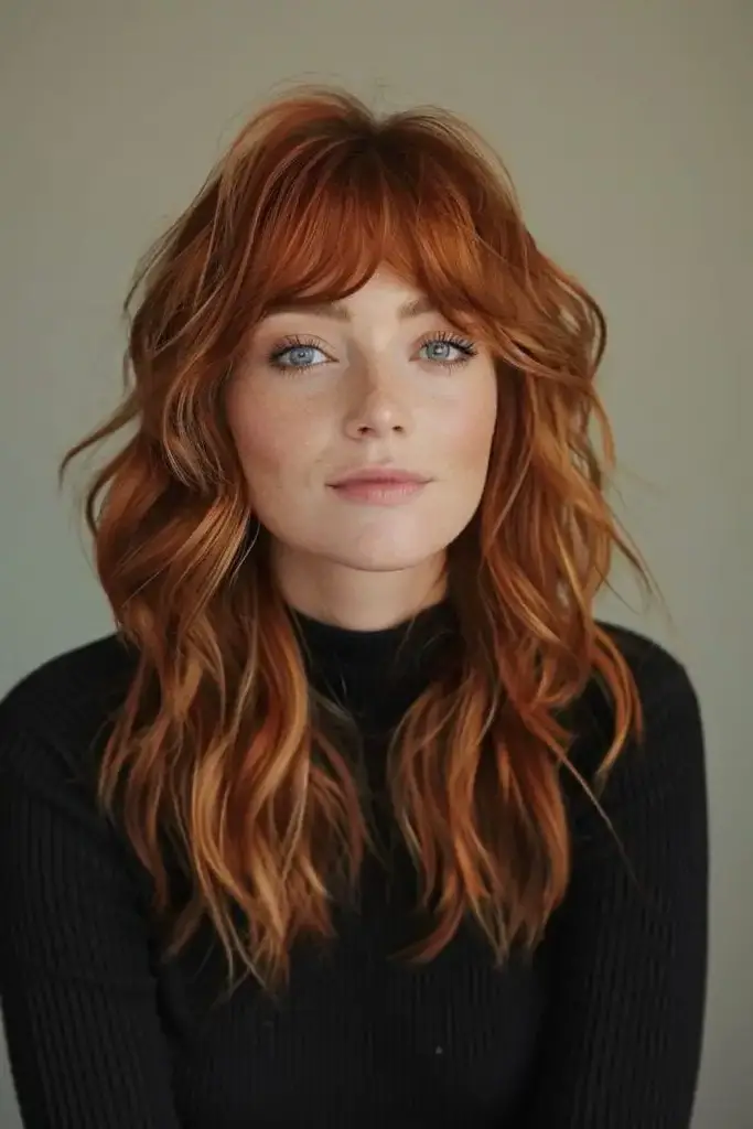 Long Lob with Wavy Fringe Hairstyle