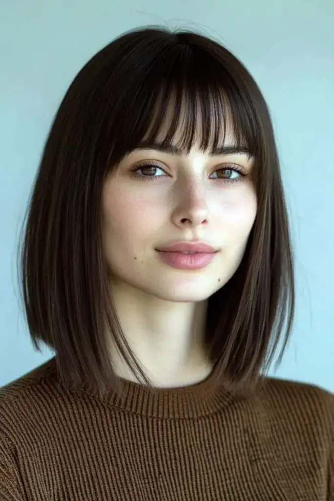Blunt Bangs with Textured Ends Hair Style